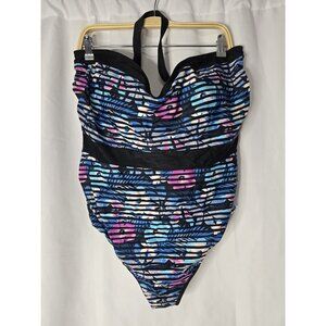 Womens Floral Multicolor One Peice Swimsuit Size 22 By Cactus- Missing Strap